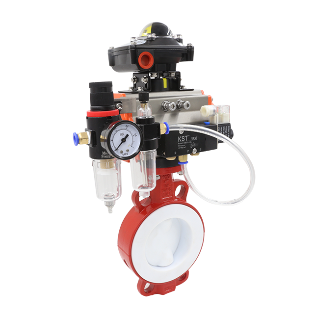 Pneumatic Linear PTFE Butterfly Valve under PN10 ANSI150LN JIS10K